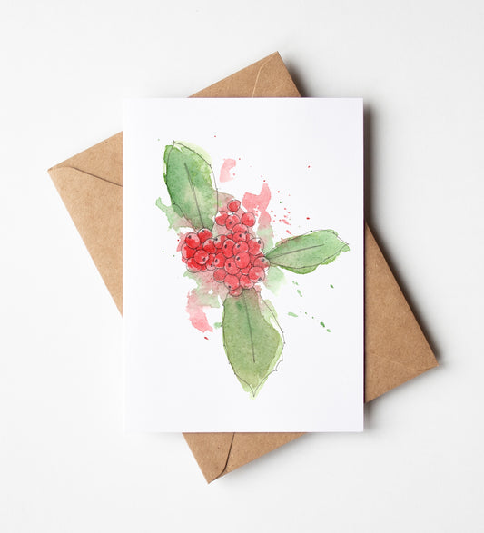 Holly Greeting Card