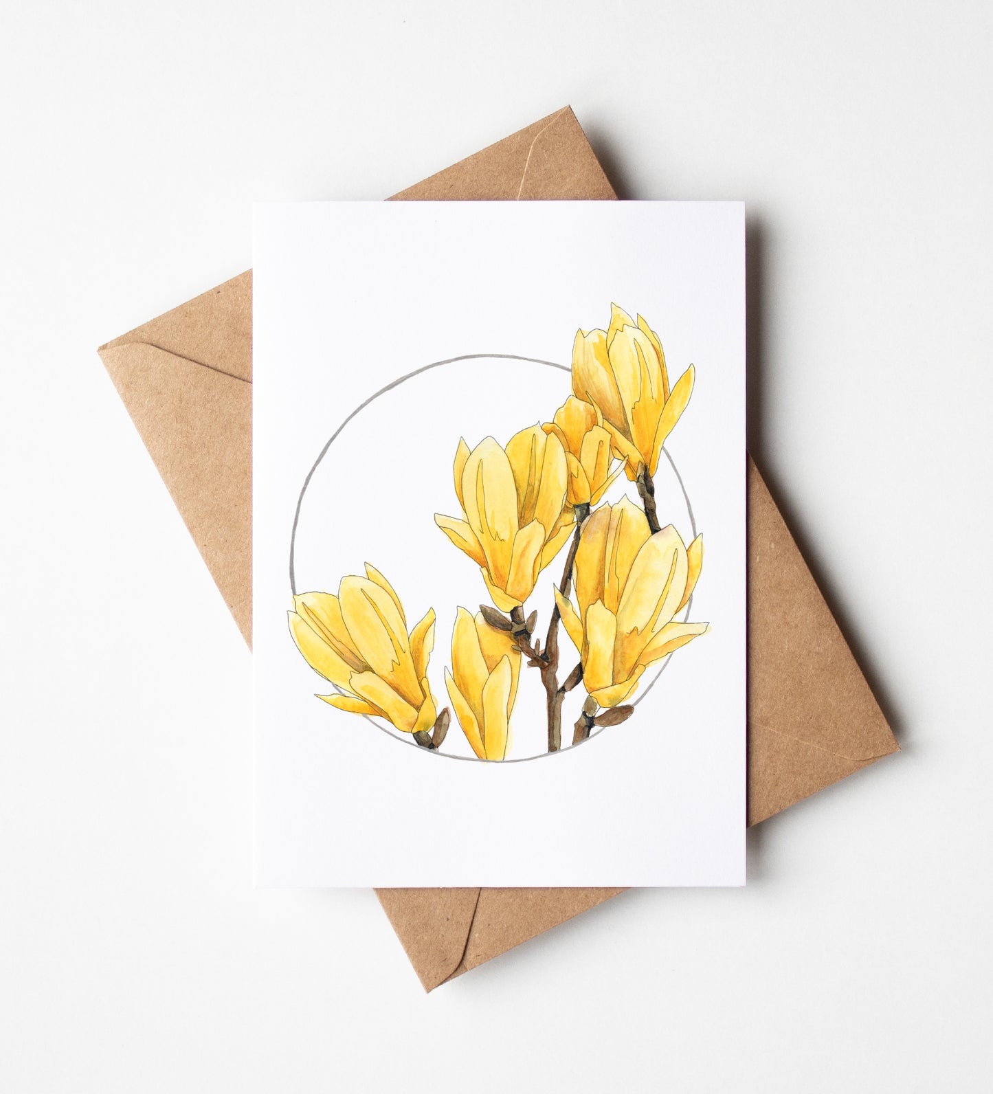 Yellow Bird Magnolia Wreath Greeting Card