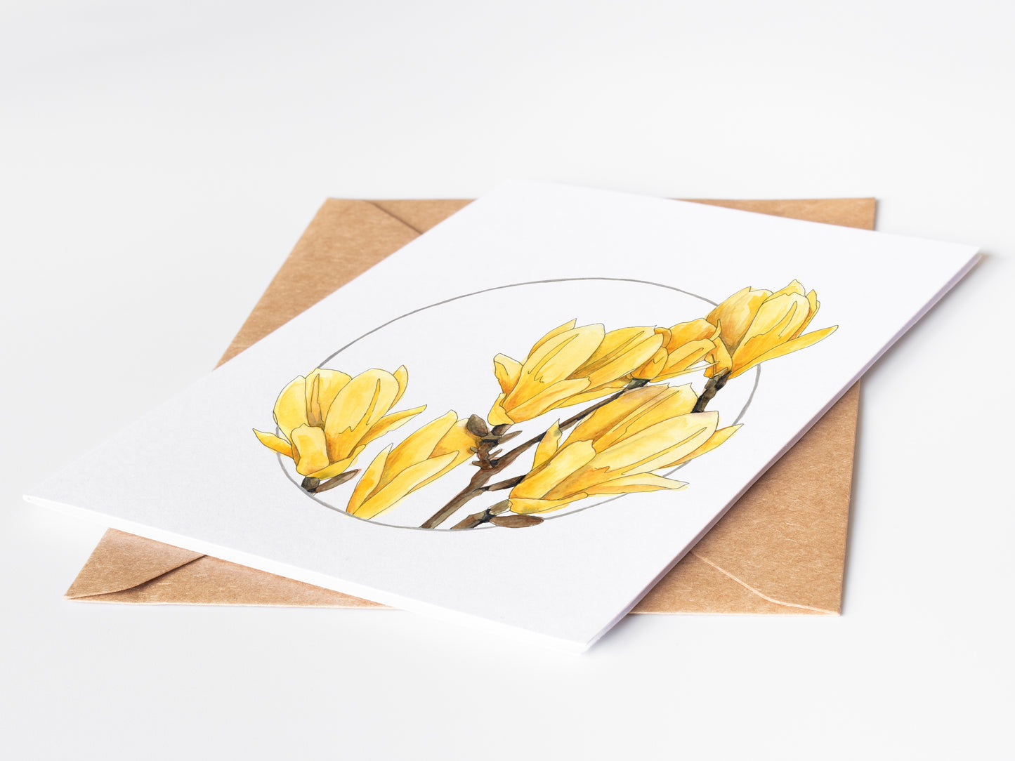 Yellow Bird Magnolia Wreath Greeting Card