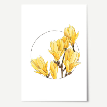 Yellow Bird Magnolia Wreath Print