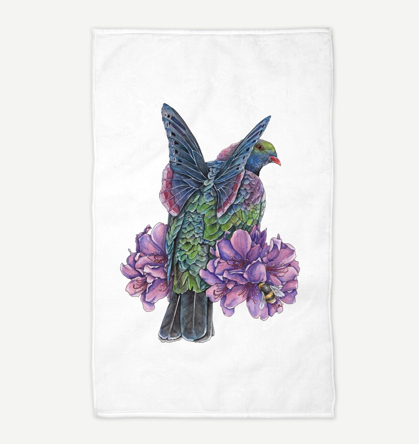 Kererū on Rhododendron Tea Towel