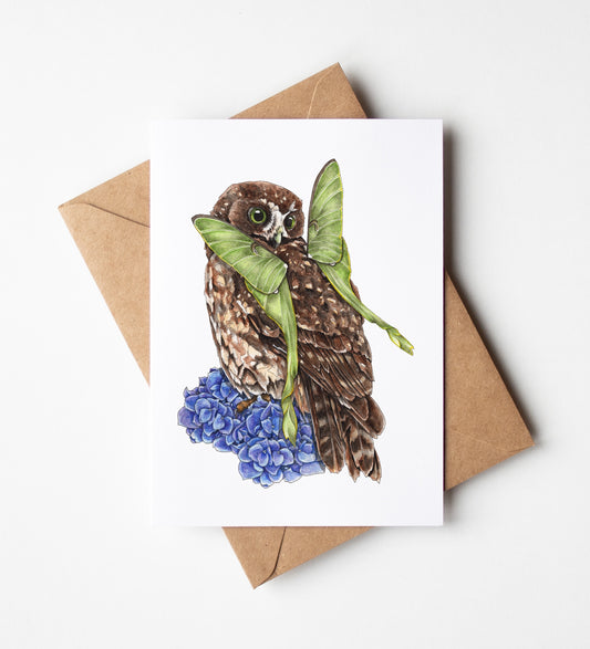 Ruru on Hydrangea Greeting Card