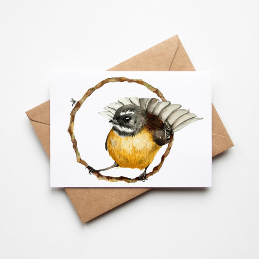 Pīwakawaka in Pursuit Greeting Card